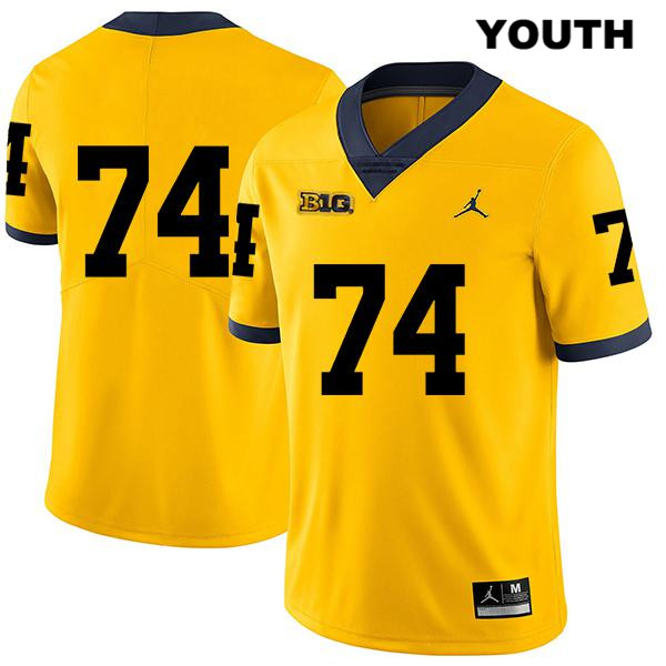 Youth NCAA Michigan Wolverines Ben Bredeson #74 No Name Yellow Jordan Brand Authentic Stitched Legend Football College Jersey JX25F48FU
